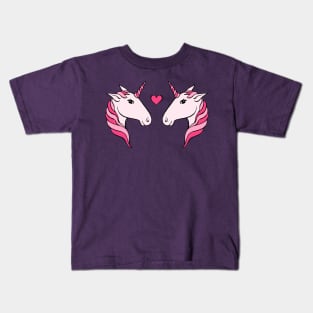 Pink Unicorn Couple Kids T-Shirt